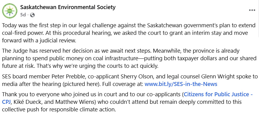 The Coal Injunction, Part 5: Saskatchewan Environmental Society and Citizens for Public Justice